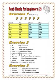 English Worksheet: 2 pages/36 sentences to practice Past Simple