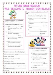 English Worksheet: FUTURE TENSES (will - be going to - Present Continuous)