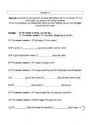 English worksheet: If clauses Tandem activity