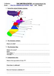 English Worksheet: The USA: Origins and celebrations