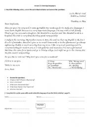 English Worksheet: 1st Forms Lesson 21 Learning Languages