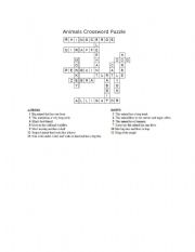 English Worksheet: Animals Crossword Puzzle