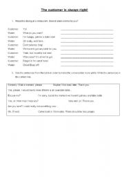 English worksheet: The customer is always right