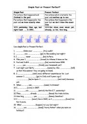 English Worksheet: Simple Past vs Present Perfect