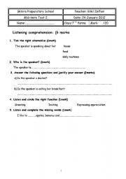 English worksheet: Seventh form mid-term test 2