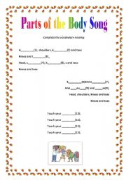 English Worksheet: Parts of the Body Song