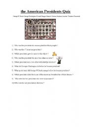 English Worksheet: American presidents quiz