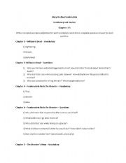 English worksheet: Frankenstein Penguin Readers Ch 3-5 Vocab and Comprehension