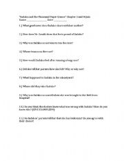 English Worksheet: Sadako Ch. 3-4 Quiz