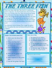 English Worksheet: THE THREE FISH