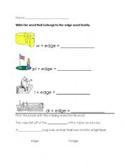 English Worksheet: edge word family