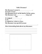 English Worksheet: Daily Dinosaur