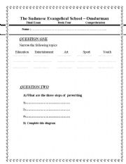 English Worksheet: comprehension