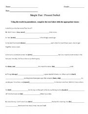 English Worksheet: Present Perfect