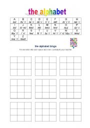 English Worksheet: alphabet, spelling, bingo