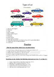 English Worksheet: Types of car 