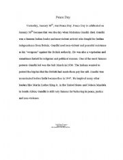 English Worksheet: Peace Day 
