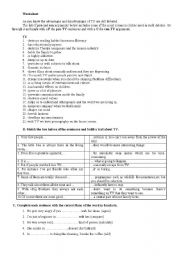 English Worksheet: Television - advantages and disadvantages