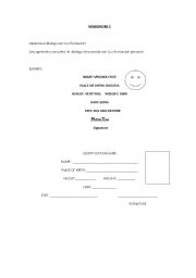 English worksheet: YOUR PERSONAL INFORMATION 