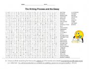 English Worksheet: The Writing Process and the Essay Wordsearch