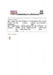 English Worksheet: complaining in a restaurant