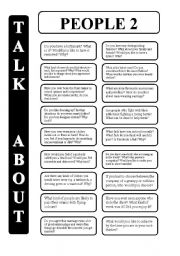 English Worksheet: People -part 2 - 18 conversation cards - upper-intermediate level (editable)