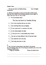 English worksheet: HEALTHY FOOD