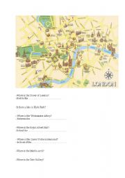 English Worksheet: London map