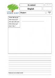 English Worksheet: my weekend