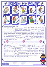 English Worksheet: Listening for Primary 2/3 (audio websites are in description)