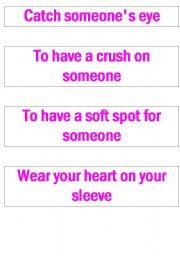 English Worksheet: St.Valentines memory game on sayings and idioms I