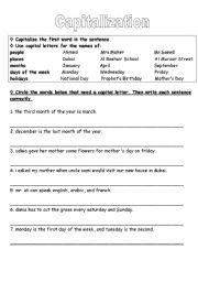 English Worksheet: Capitalization