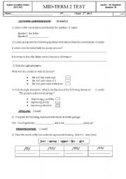 English Worksheet: mid term 2 test for 2nd year art
