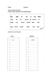 English worksheet: Present and past tenses