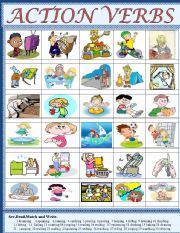 English Worksheet: Action verbs