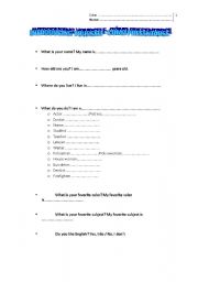 English Worksheet: introducing yourself