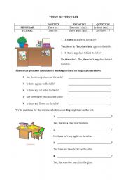 English Worksheet: there is / there are - positive - negative - question forms