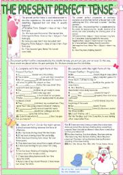 English Worksheet: THE PRESENT PERFECT TENSE.