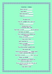 English worksheet: Song reen eyes - Coldplay