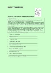 English Worksheet: reading comprehension activity