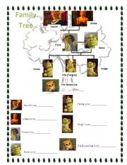 English Worksheet: Family Tree Shrek