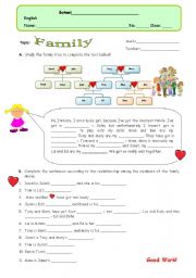English Worksheet: Family Test ( B )