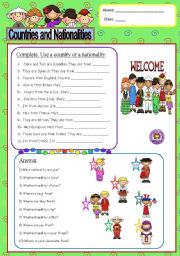 English Worksheet: Countries and Nationalities