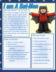 English Worksheet: I AM A BAT MAN
