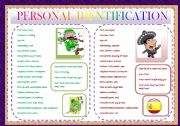 English Worksheet: PERSONAL IDENTIFICATION - CARDS