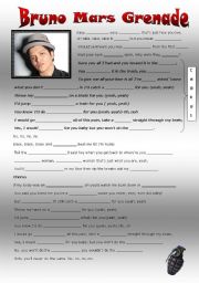 English Worksheet: Bruno Mars Grenade