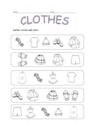 English Worksheet: CLOTHES: Listening activity