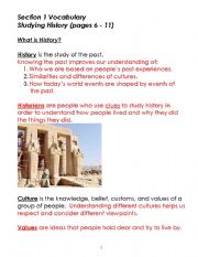 English worksheet: Studying History Vocabulary