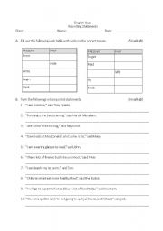 English Worksheet: Reported statement Quiz