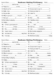 English worksheet: Sentence making Pictionary Worksheet